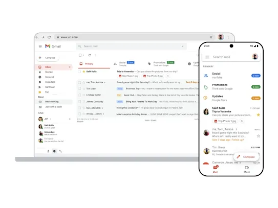 Gmail on desktop and mobile devices