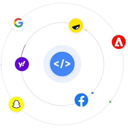 Hình minh hoạ biểu trưng của các công ty nổi tiếng xoay quanh biểu tượng API bảo vệ trẻ em ở vị trí trung tâm.