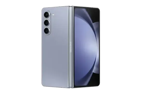 An Android phone with an abstract blue screen.