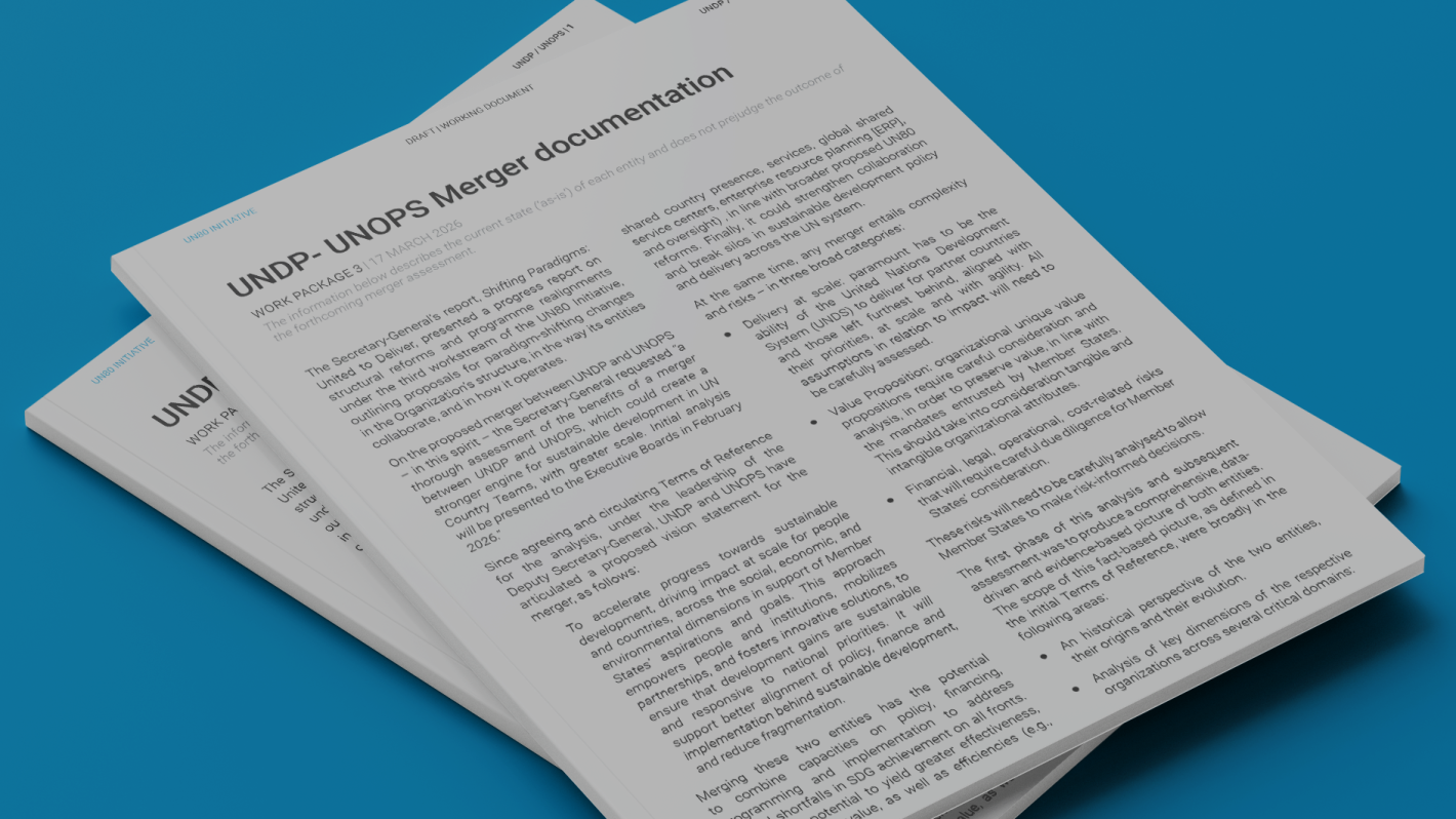 Document mockup of the UNDP/UNOPS Merger Documentations