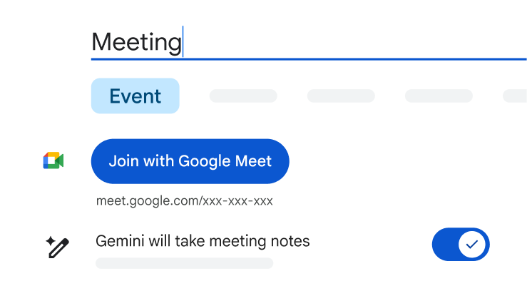 Google カレンダーのイベントで「チーム会議」を設定し、「Gemini で会議メモを作成する」機能を有効にします。