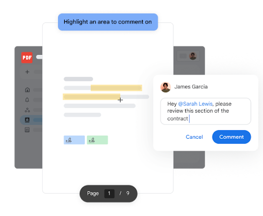 Highlighting text to add a comment to a pdf