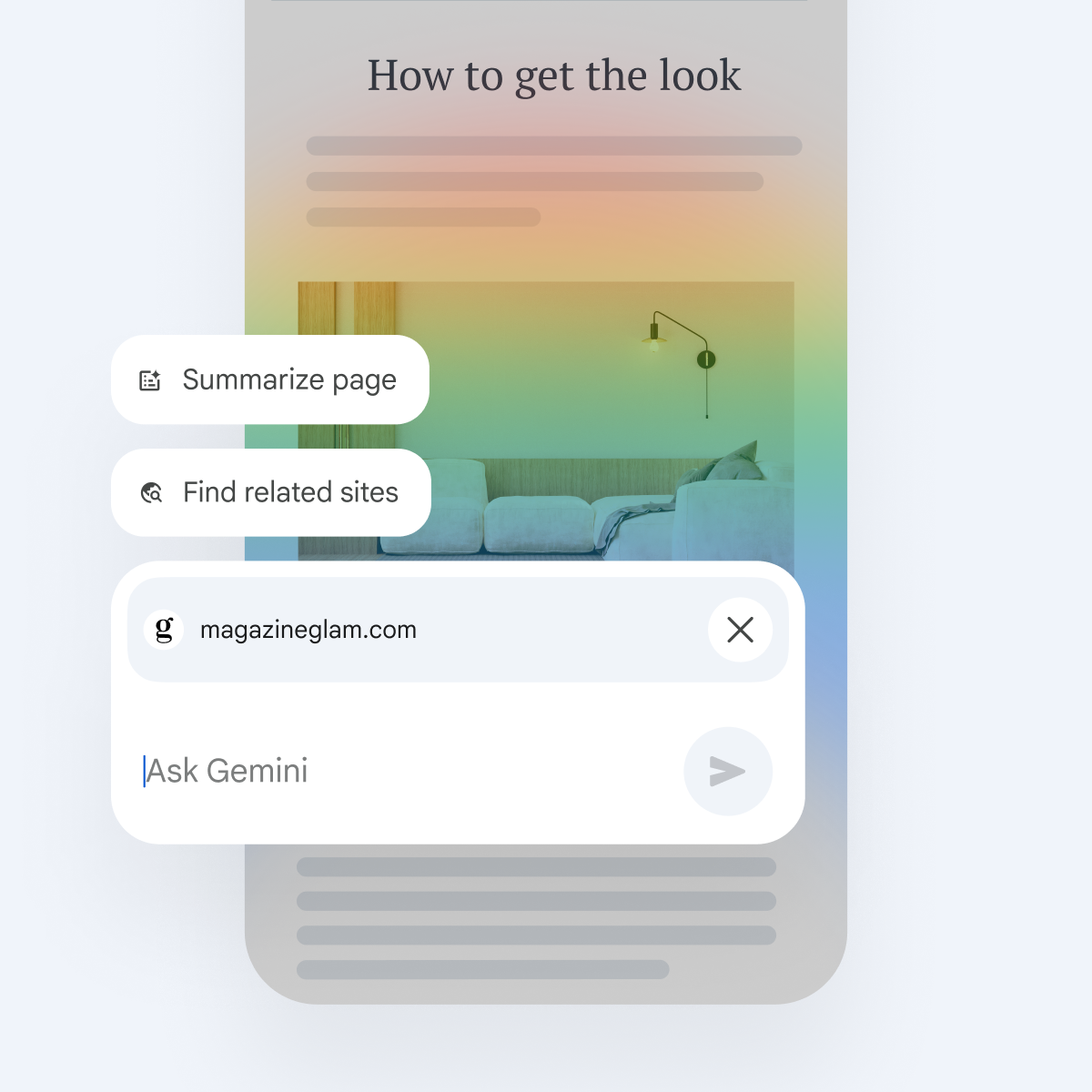 A prompt box for Gemini in Chrome for mobile devices.