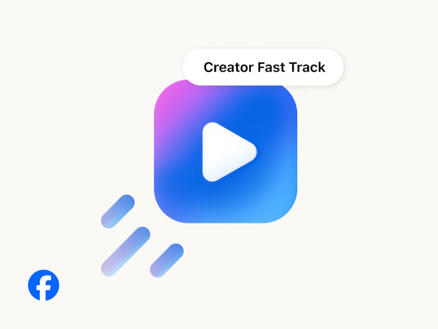 Facebook Creator Fast Track logo with a play button and blue-to-purple gradient